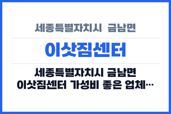 세종특별자치시  금남면 이삿짐센터