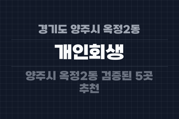 경기도 양주시 옥정2동 개인회생